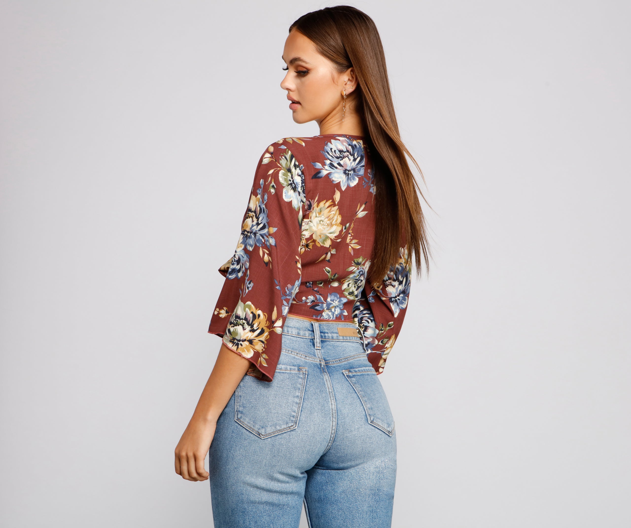 Sprung On Style Floral Tie Front Top