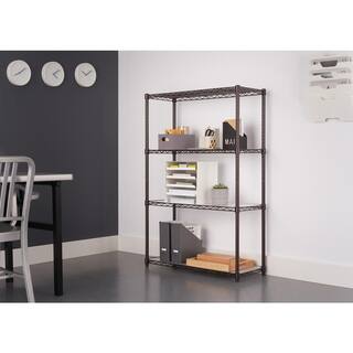 TRINITY Dark Bronze 4-Tier Steel Wire Shelving Unit with Liners (36 in. W x 54 in. H x 14 in. D) TBFPBR-0943