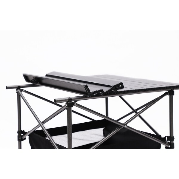 1piece Folding Outdoor Table with Carrying Bag，Lightweight Aluminum Rollup Square Table