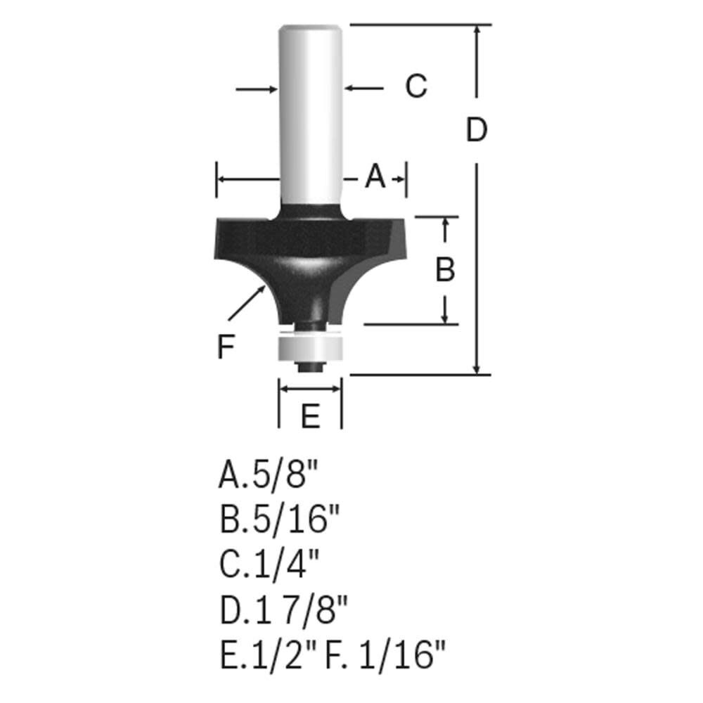 Bosch 1/16 In. x 5/16 In. Carbide Tipped Roundover Bit 85289M from Bosch