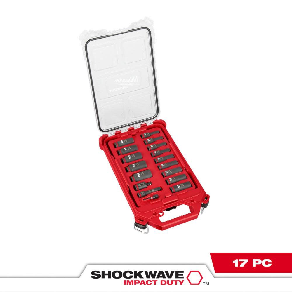 Milwaukee SHOCKWAVE Impact Duty Socket 3/8 Dr 17pc SAE PACKOUT Set 49-66-6800 from Milwaukee