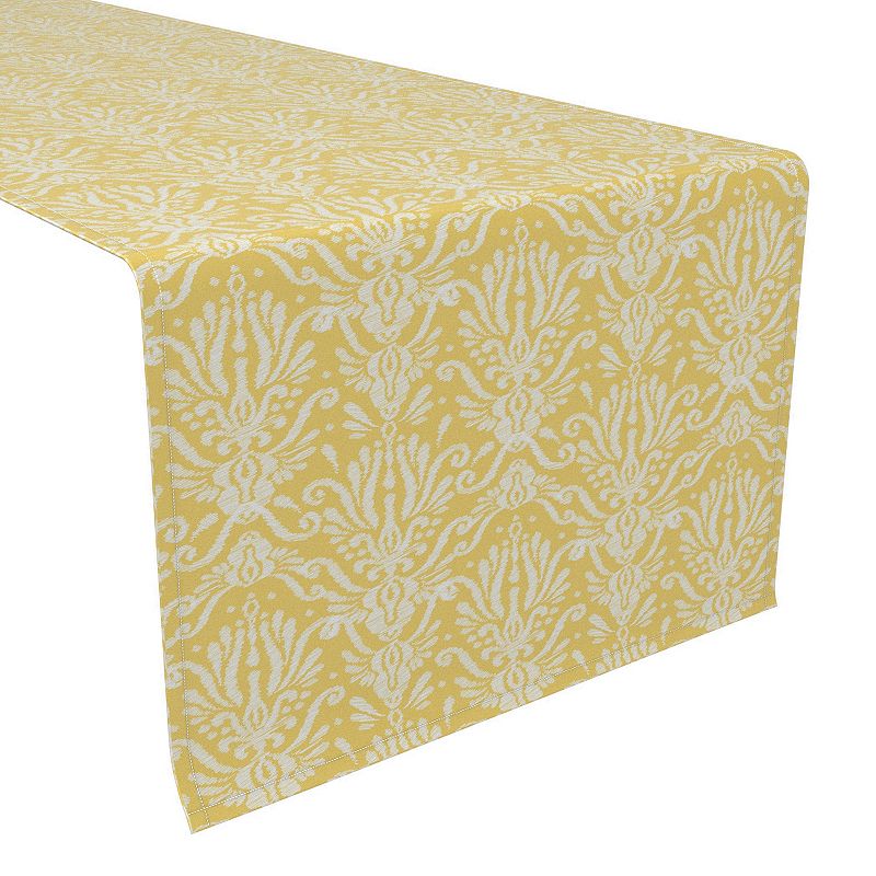 Table Runner， 100% Polyester， 12x72， Yellow Keyhole Damask