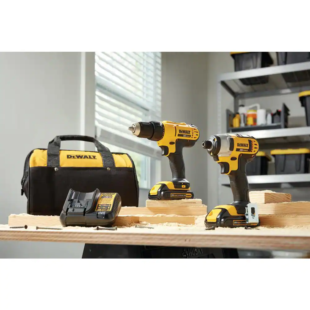 DEWALT DCK240C2 20-Volt MAX Cordless Drill/Impact Combo Kit (2-Tool) with (2) 20-Volt 1.3Ah Batteries， Charger and Bag