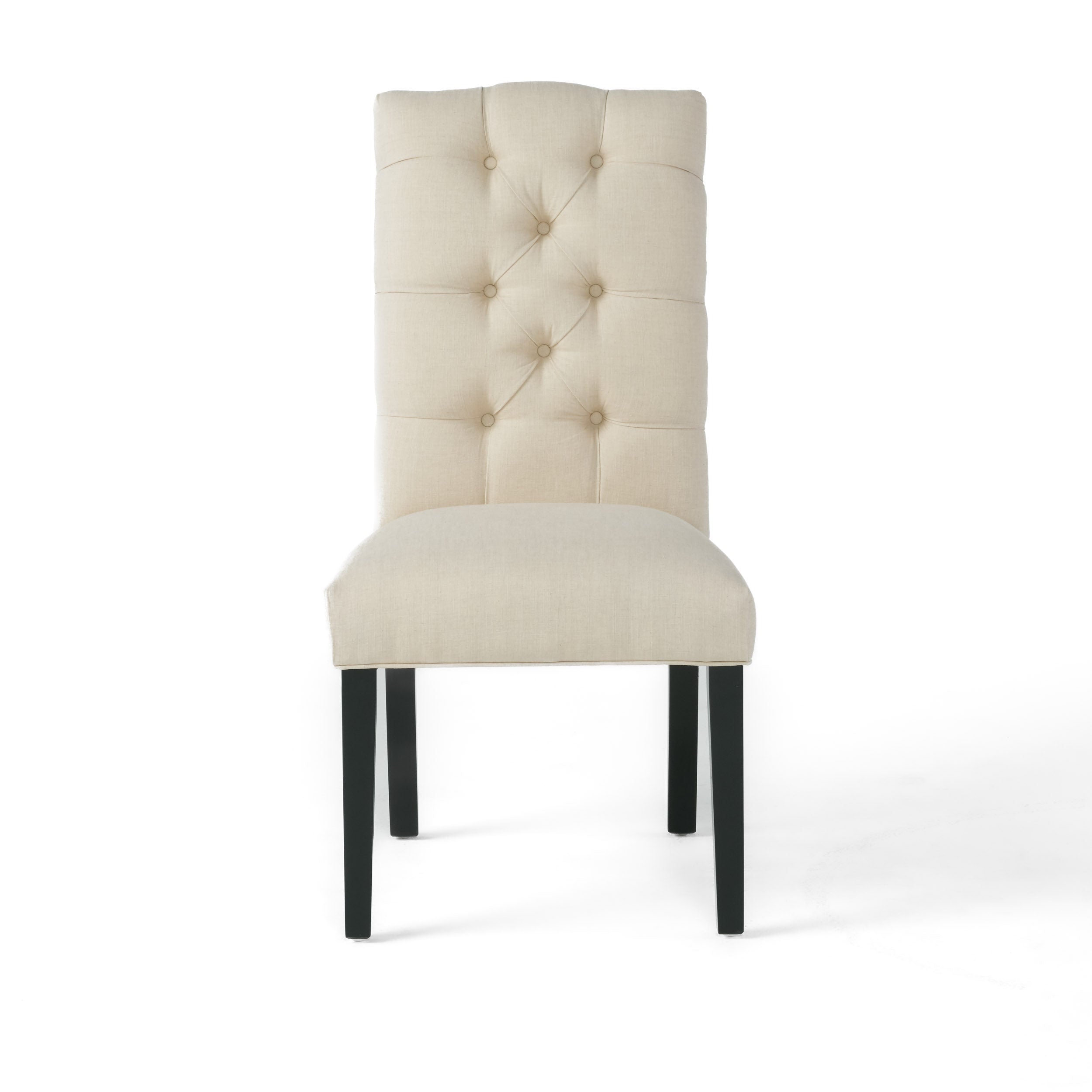 Prince Tufted Natural Plain Fabric Dining Chair (Set of 2)