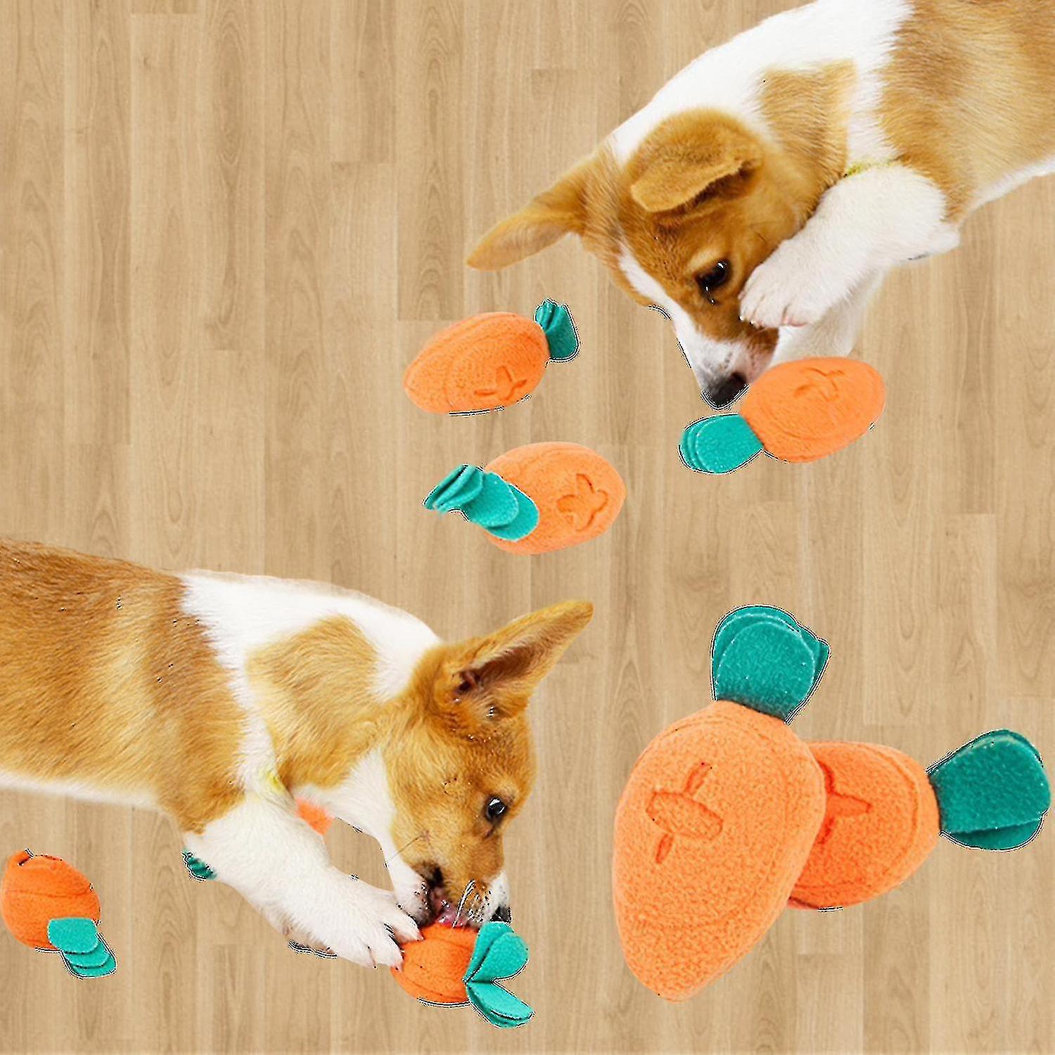 Snuffle Mat For Puppies With 8 Carrots Squeaky Plush Dog Treat Toys