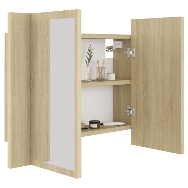 LED Bathroom Mirror Cabinet Sonoma Oak 23.6