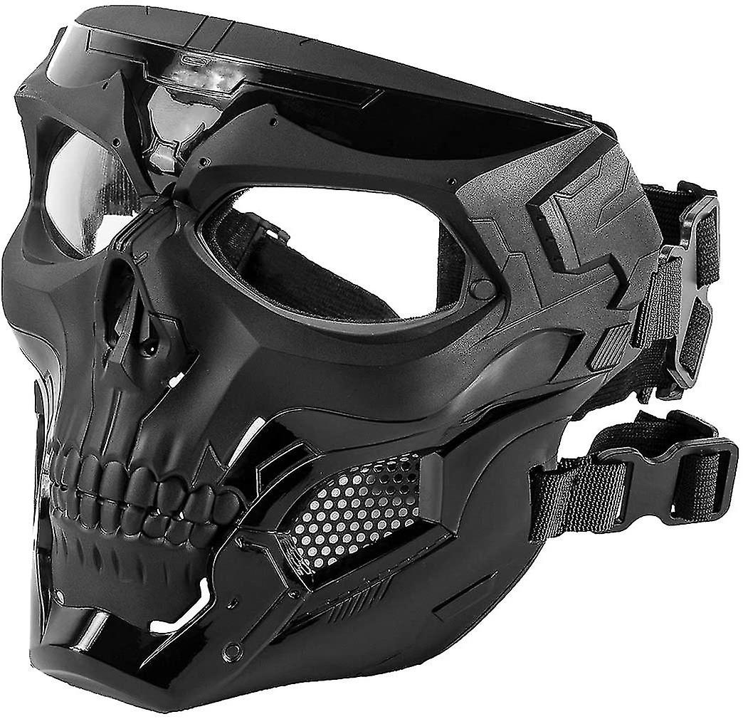 Black Orca Skull Full-face Mask For Airsoft Helmet (black)