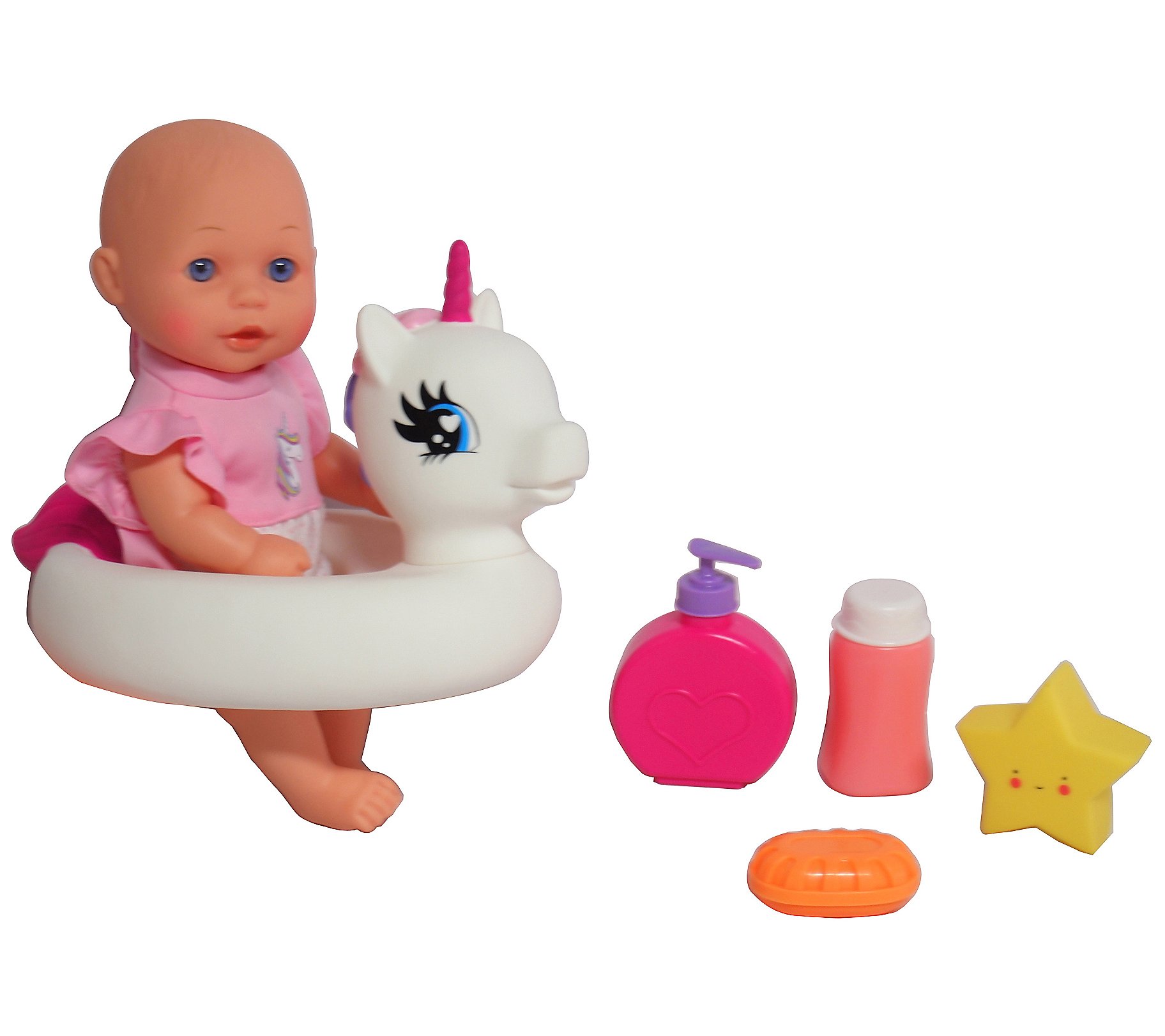 Bath Time 12 inch Baby Doll with Unicorn Floati e