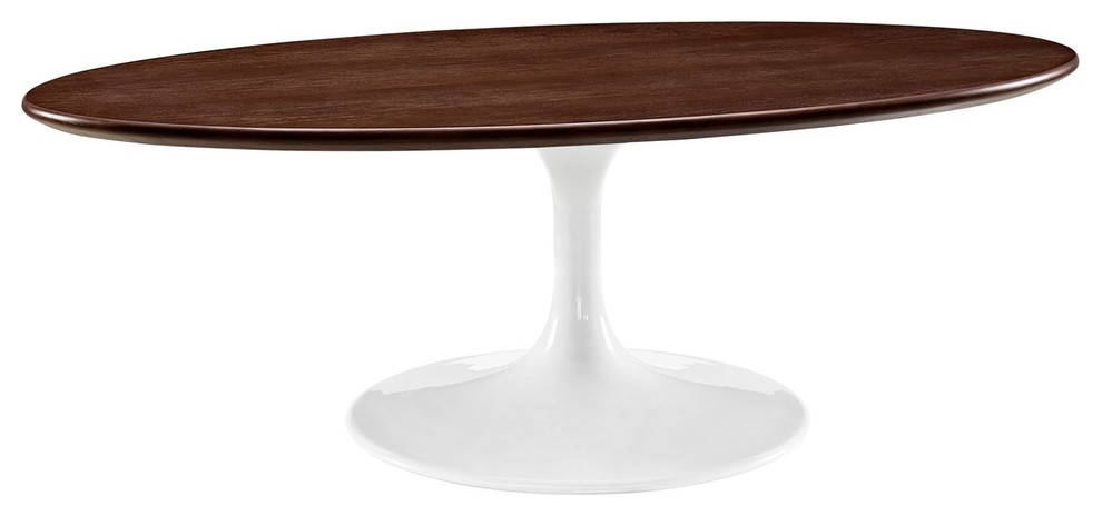 Modern Contemporary Urban Mid Century Oval Coffee Table  Brown  Metal Wood   Midcentury   Coffee Tables   by House Bound  Houzz