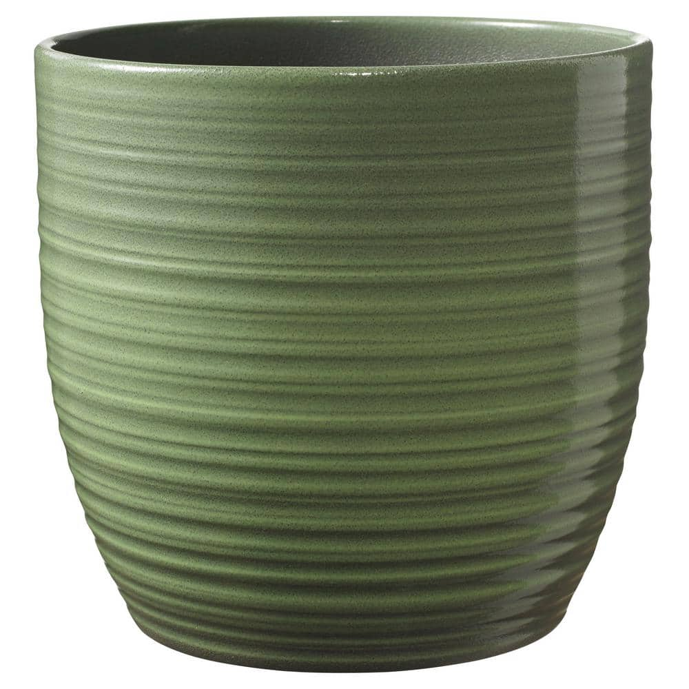 Vigoro Noelle 7.5 in. x 7.5 in. D x 7.1 in. H Small Green Textured Ceramic Pot 57118