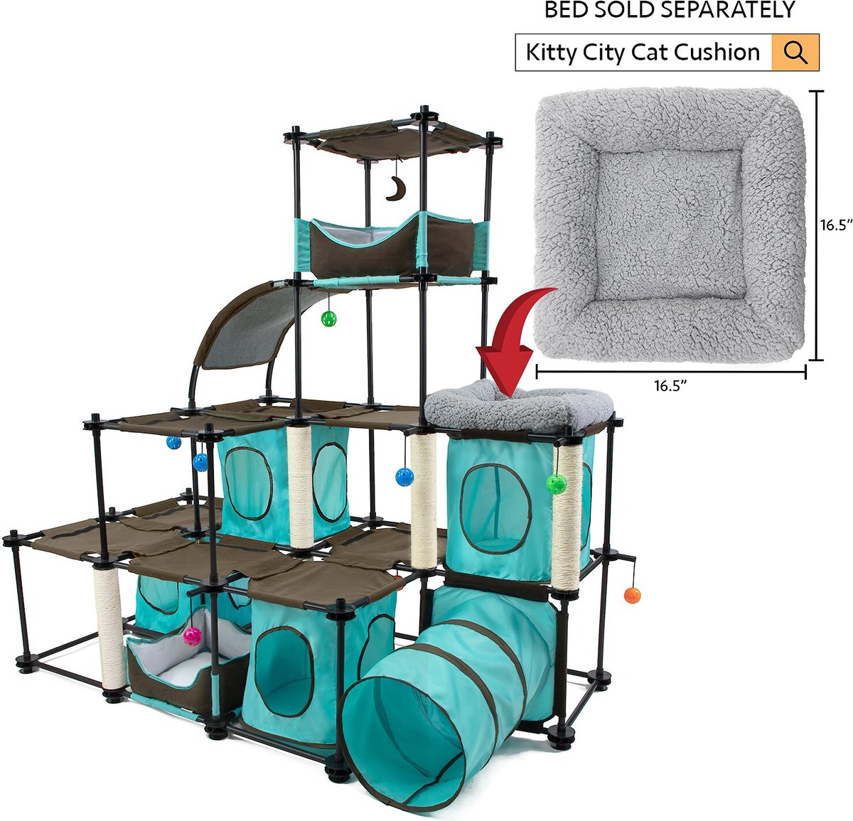 Kitty City Claw Mega Kit 46.75-in Faux Fleece Cat Tree and Condo， Green