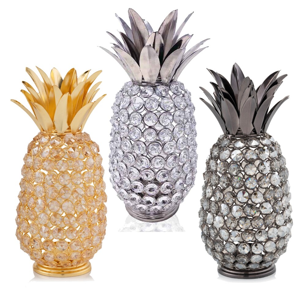 11' Faux Crystal and Gold Pineapple Sculpture   11\