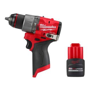 MW M12 FUEL 12V Lithium-Ion Brushless Cordless 12 in. Hammer Drill w High Output 2.5Ah Battery 3404-20-48-11-2425