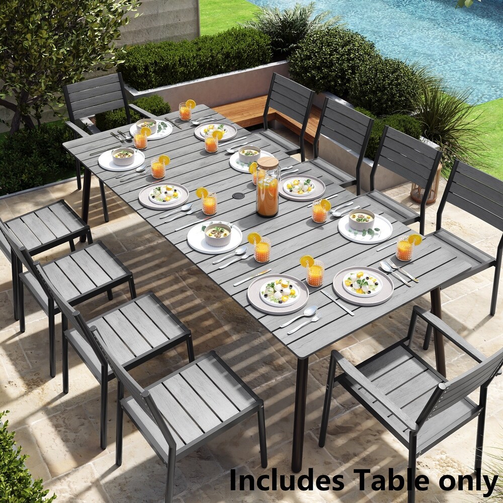 Pellebant Outdoor Rectangle Aluminum Dining Table with Umbrella Hole