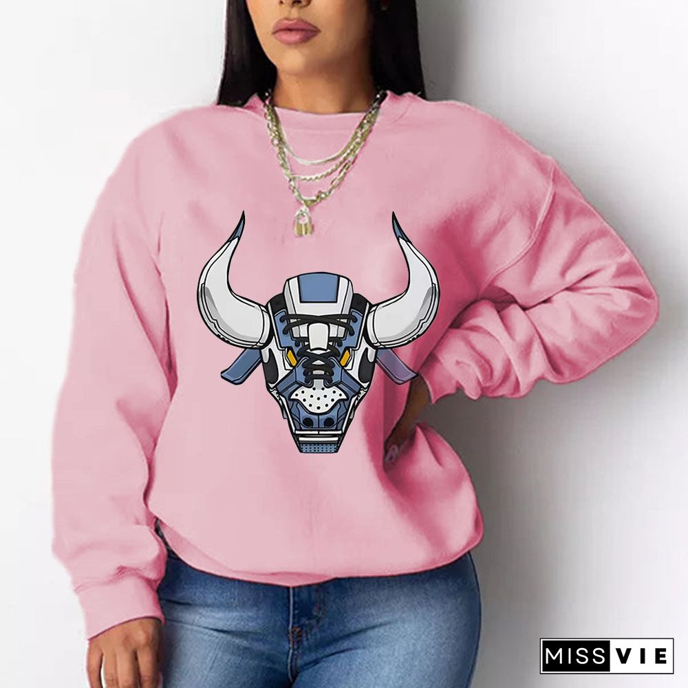 Fleece Long Sleeve O Neck Loose Sweatshirt