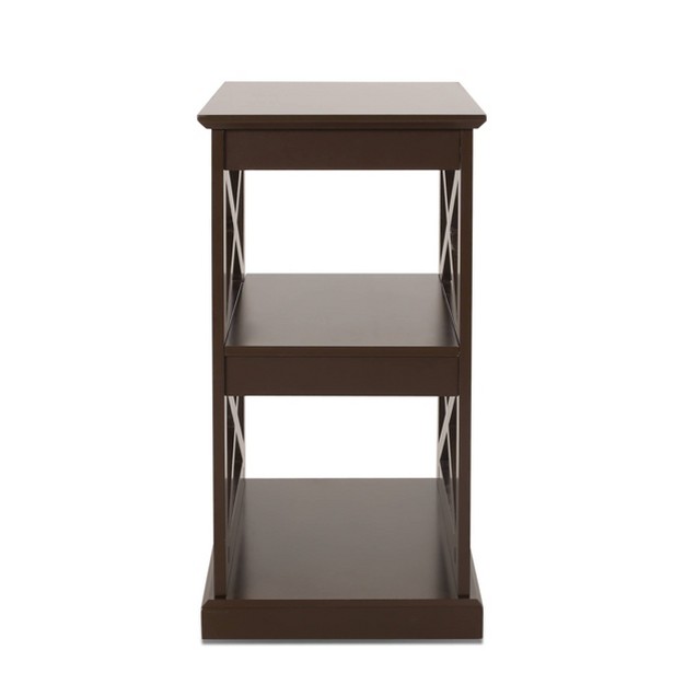 Vernon Contemporary 2 Shelf Side Table Dark Walnut Christopher Knight Home