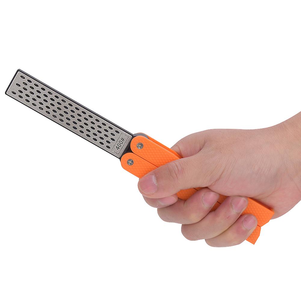 Outdoor Portable Foldable Double Sided Grindstone Kitchen Knife Sharpener Orange