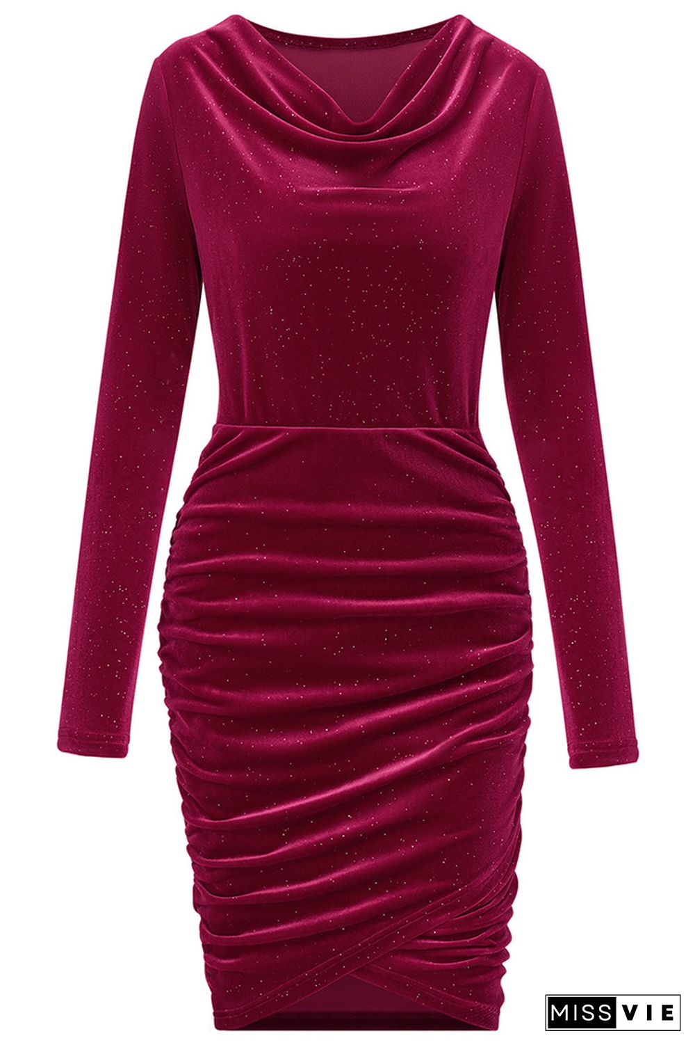 Long Sleeves Velvet Smocked Dress