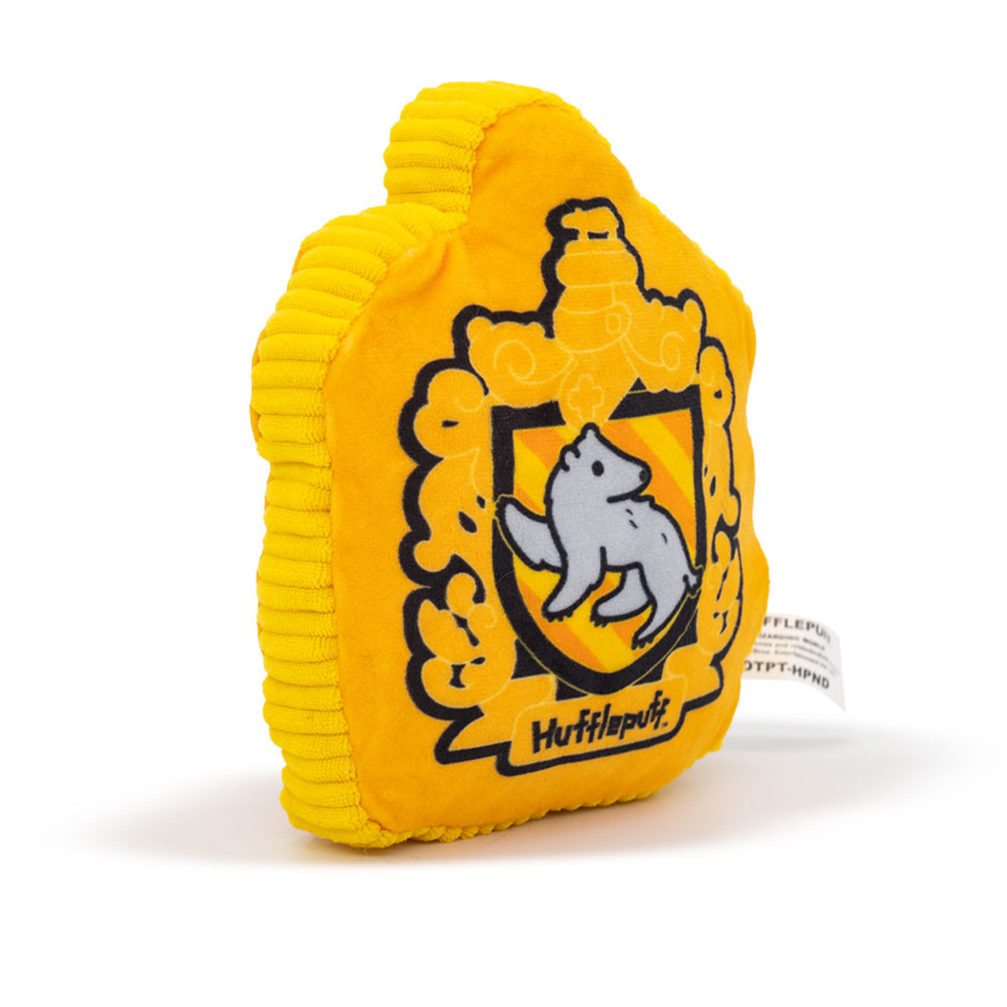 Buckle-Down Yellow Harry Potter Hufflepuff Badger Charm Crest Plush Squeaker Dog Toy， Small