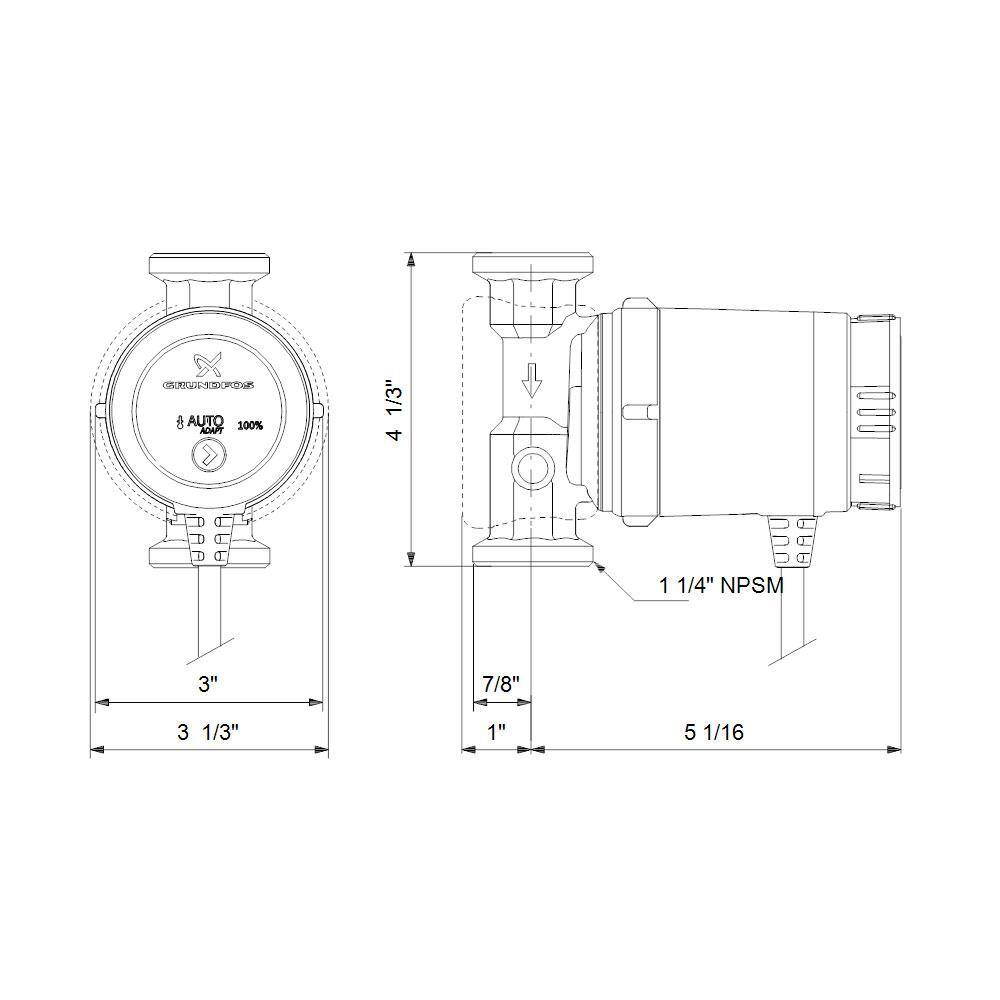 Grundfos Comfort UP10-16 PM A BULC - Circulator Pump with 6 ft. Cord 98420224