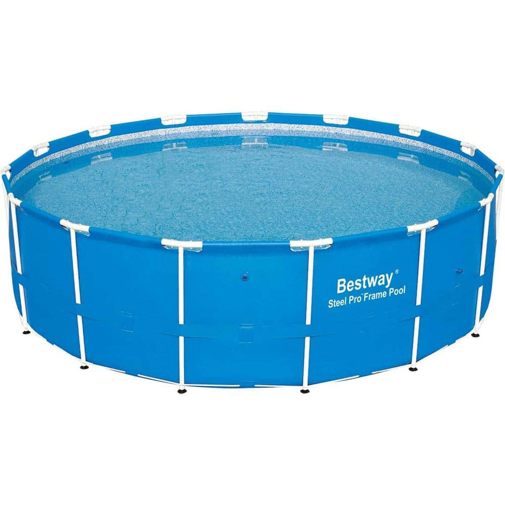 Bestway 15 ft. x 48 in. D Round Soft Side Side Steel Pro Frame Above Ground Swimming Pool 12752-BW