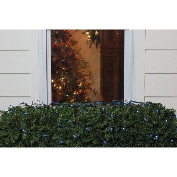 4' x 6' Blue Mini Net Style Christmas Lights，Green Wire