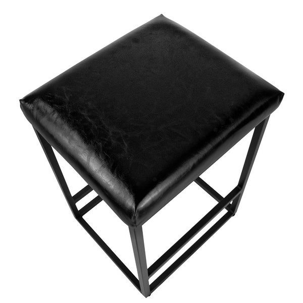 Black 24 Inch Counter and Bar Stool With Footrest Set of 2