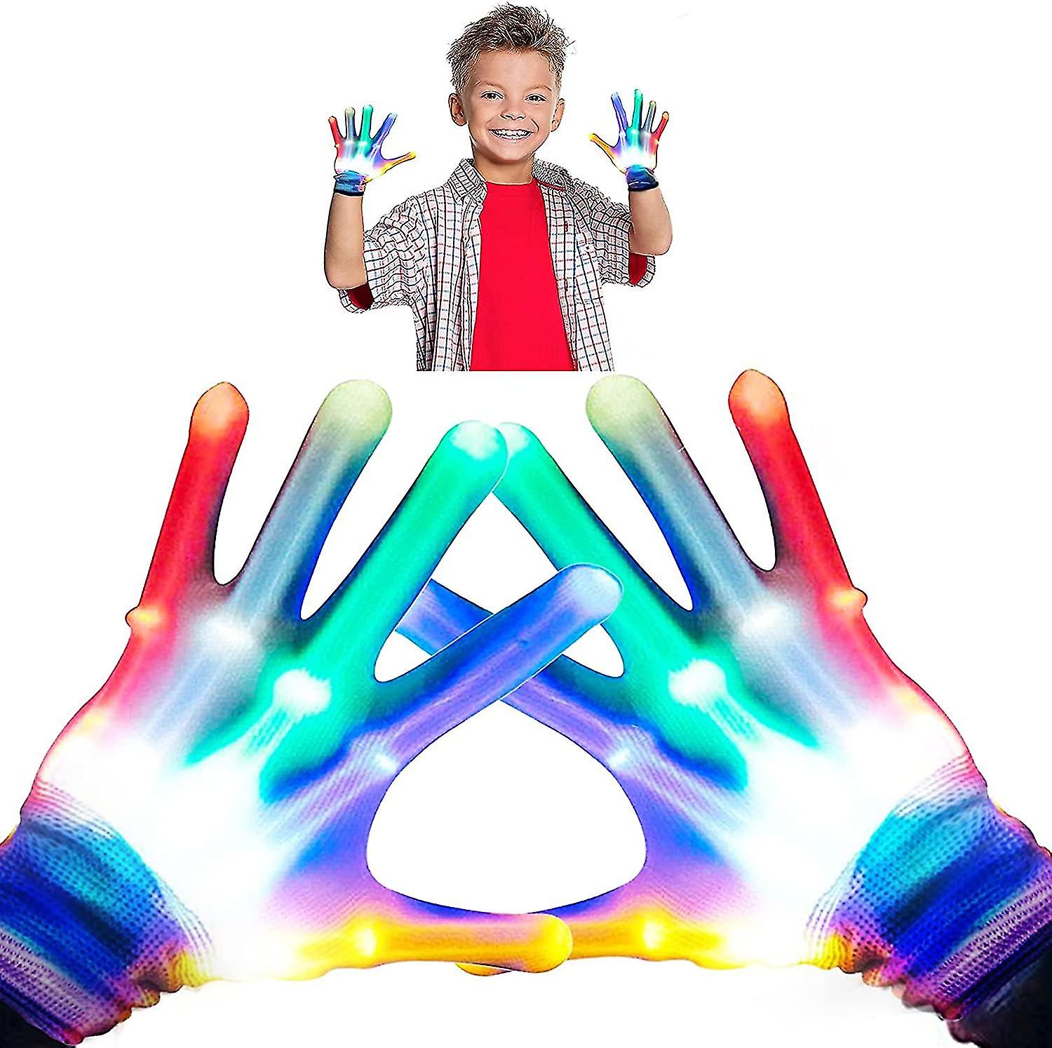 4 Year Old Boy Birthday Gift-led Gloves， Rainbow Glow Party Favors Cool Toys