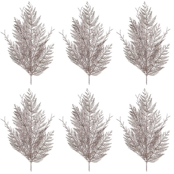 Metallic Silver Cedar Spray (Set of 6)