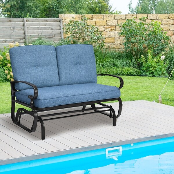 Costway 2Person Outdoor Swing Glider Chair Bench Loveseat Cushioned