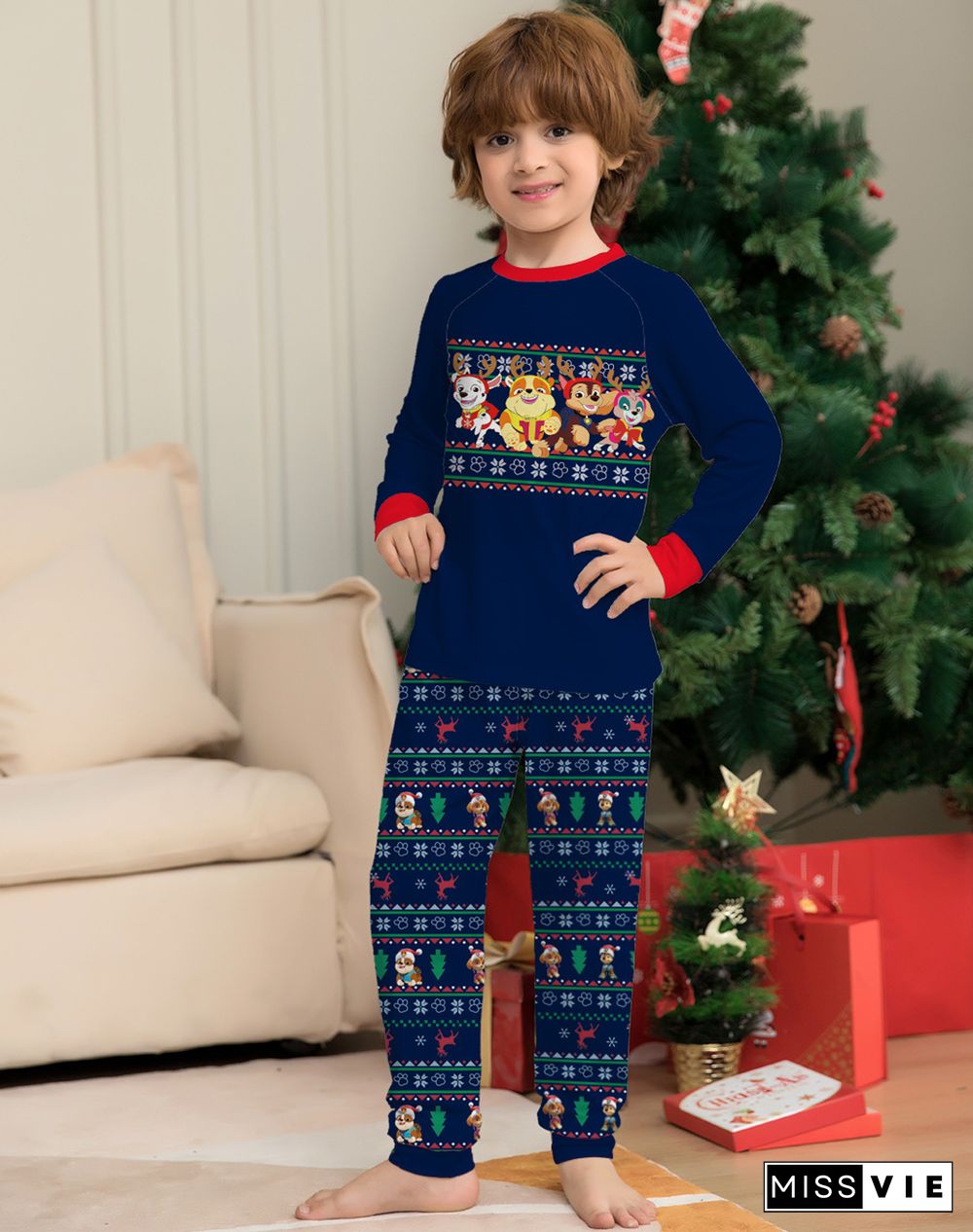 Christmas Pattern Two-Piece Parent-Child Family Suit