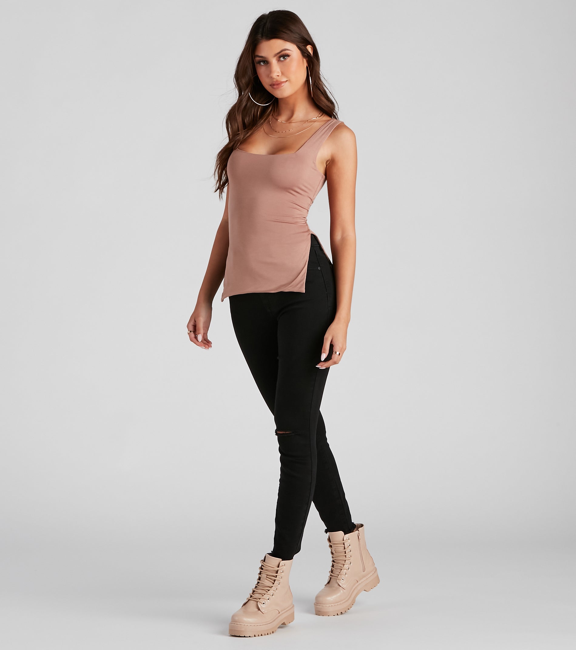 All About Basic Slit Tank Top