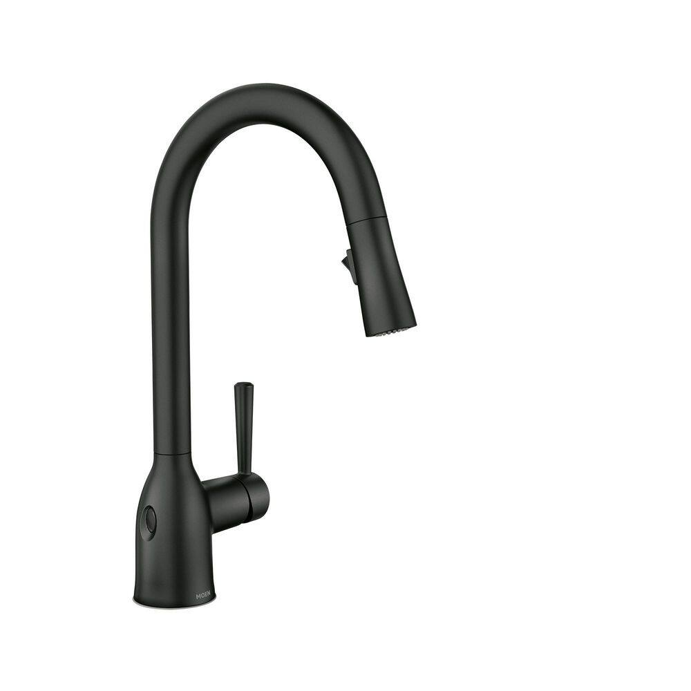 MOEN Adler Touchless Single-Handle Pull-Down Sprayer Kitchen Faucet with MotionSense Wave and Power Clean in Matte Black 87233EWBL