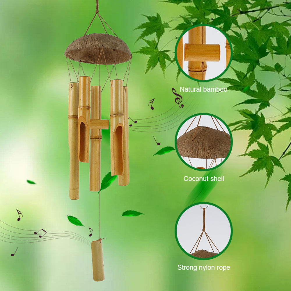 Willstar Bamboo Wind Chime - Outdoor Wooden Windchime - Wood Wind Chimes with Amazing Deep Tone and Natural Relaxation Beautiful Sound for Patio Garden Home Decor