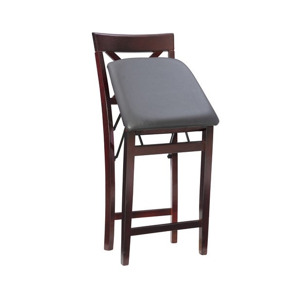 Porch and Den Expresso Folding Counter Stool with Faux Leather Seat