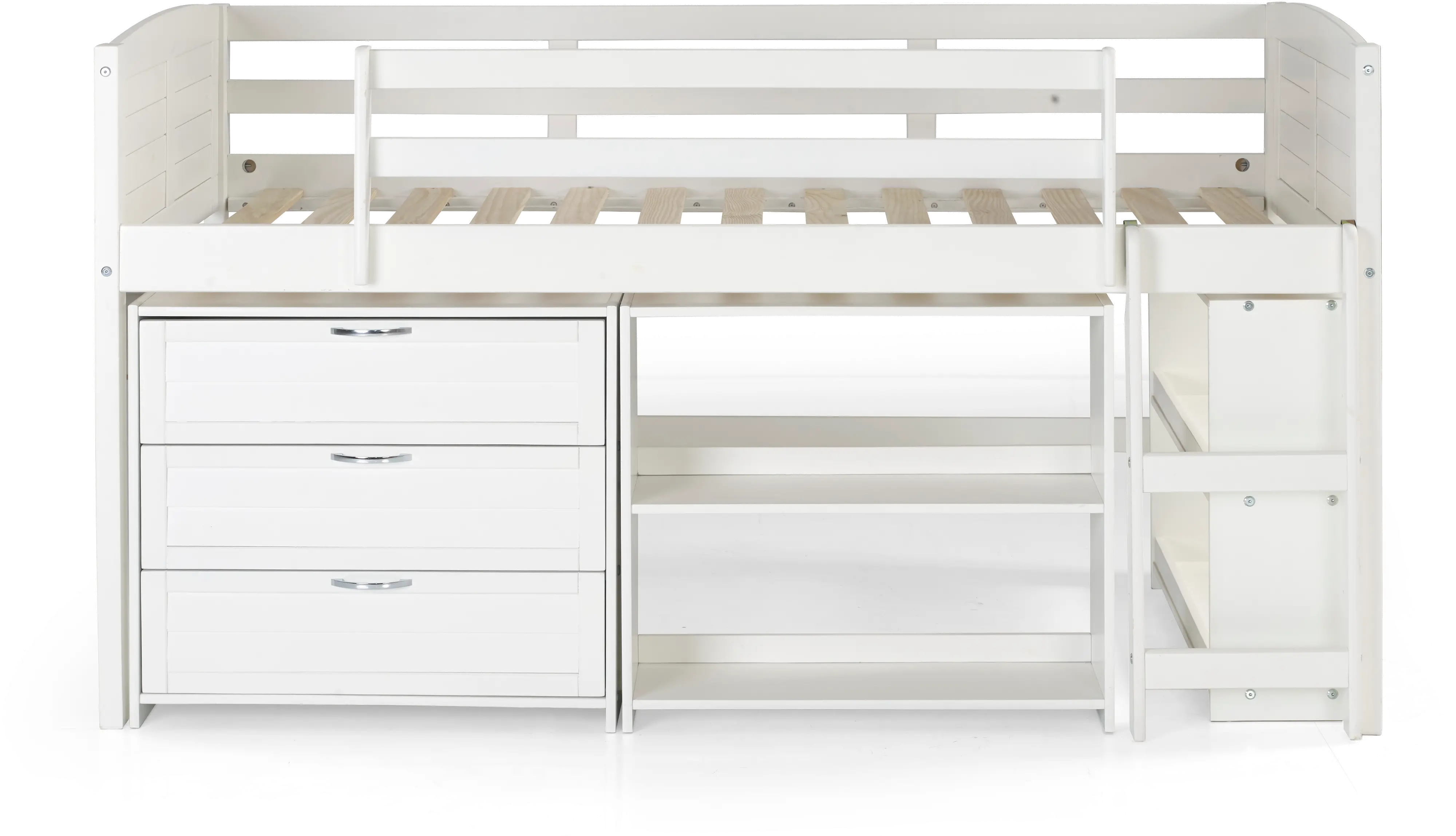 Louver White Low Loft Bed Style C