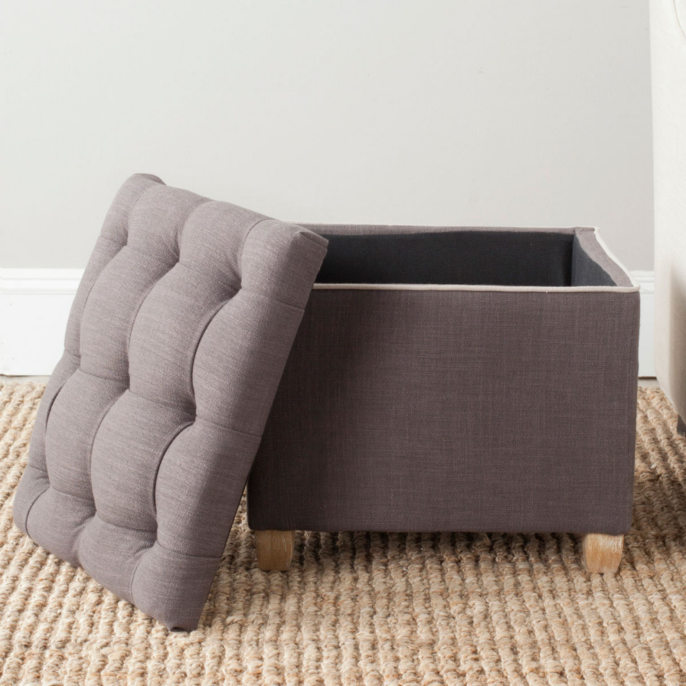 Nia Tuffted Ottoman  Charcoal Brown   Transitional   Footstools And Ottomans   by Rustic Home Furniture Deco  Houzz