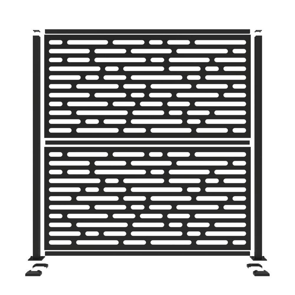 Barrette Outdoor Living 3 ft. x 6 ft. Matte Black Metal Frame Kit with Optic Black Decorative Screen Panel 73032563