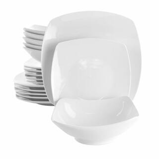 Elama 18-Piece Newman Square White Porcelain Dinnerware Set (Service for 6) 985114774M