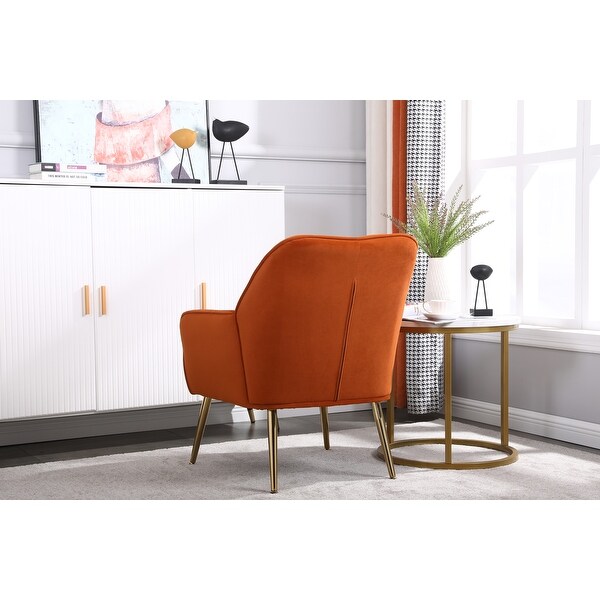 Modern Soft Velvet Arm Chair Ergonomics Accent Chair Livingroom Chair With Gold Legs and Adjustable Legs for Bedroom Home