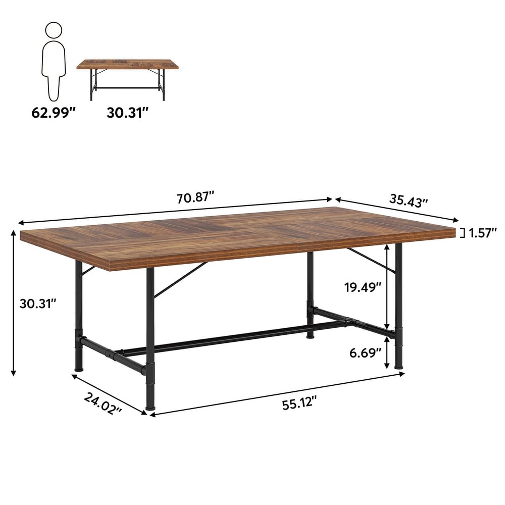 Rustic 70.9 Inch Dining Table for 6 8 People