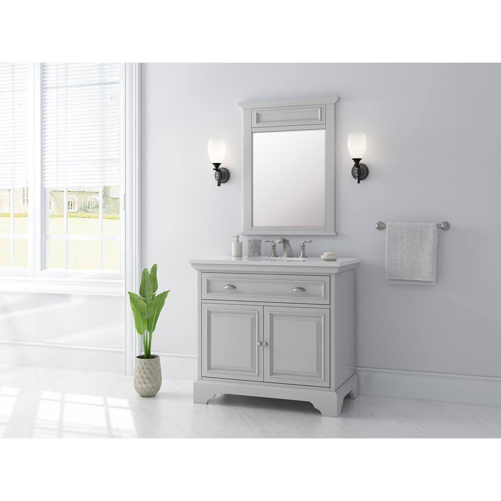 Home Decorators Collection Sadie 38 in. W x 21.5 in. D x 35 in. H Vanity in Dove Grey with Marble Vanity Top in Natural White with White Sink MD-V1833