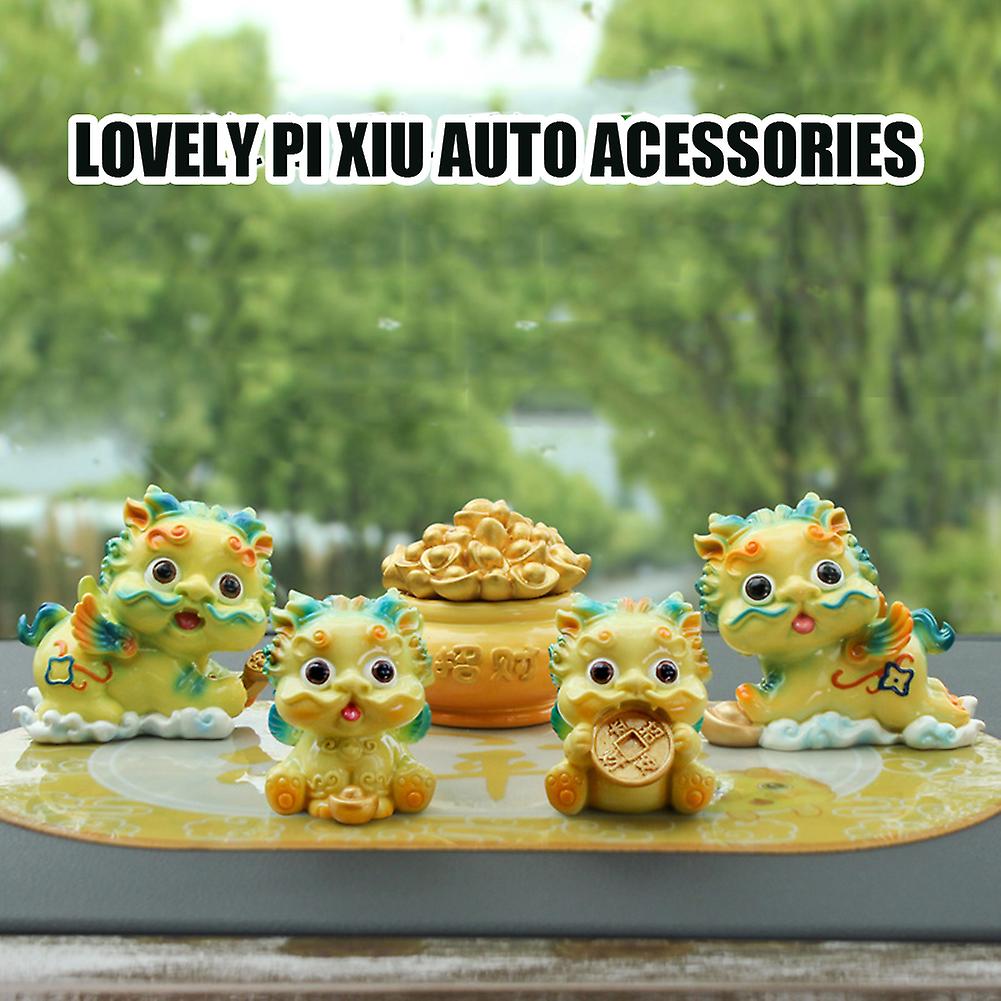 Pixiu Resin Ornaments Car Creative Cartoon Cute Ornaments Lucky  Decoration Sculpture Toy Gift For Home Office Bedroom Bar Party Green Ruyi