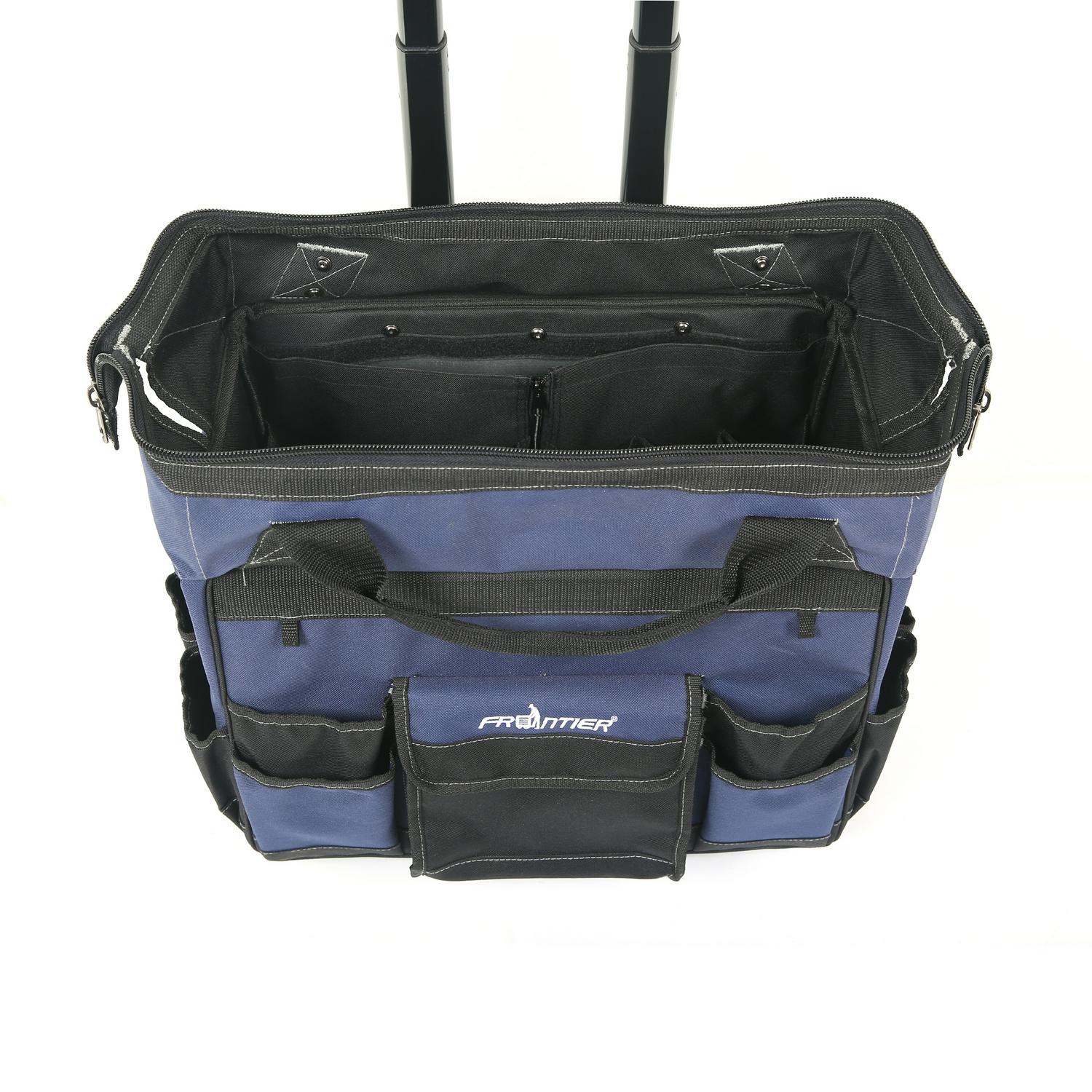 Frontier 3 Piece Tool Bag Combo Set with 15-inch Rolling Tool Bag， 12-inch Tool Bag and Insulated Cooler Bag