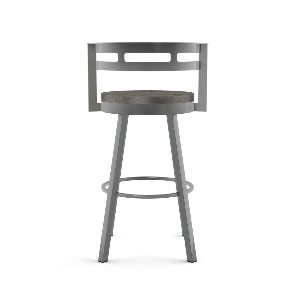 Amisco Vector Swivel Bar Stool with Distressed Wood Seat