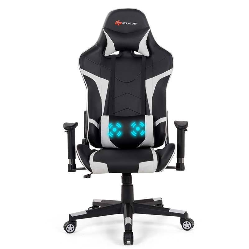 Ergonomic Swivel Massage Gaming Chair Recliner, E-Sport Gamer Racing Chair, Computer Office Chair with Headrest & Lumbar Support