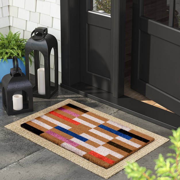 Bright Broken Stripe Rectangular Outdoor Door Mat Multicolor