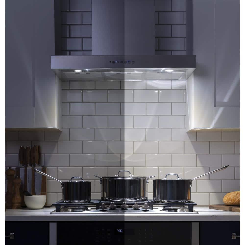 GE 30 in Wall Mount Range Hood with LED Light in Stainless Steel