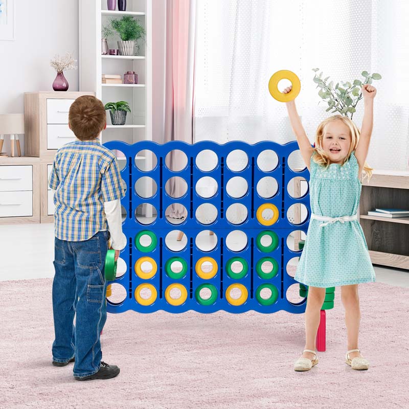 Giant 4-In-A-Row, Jumbo 4-to-Score Giant Game Set with 42 Jumbo Rings & Quick-Release Slider