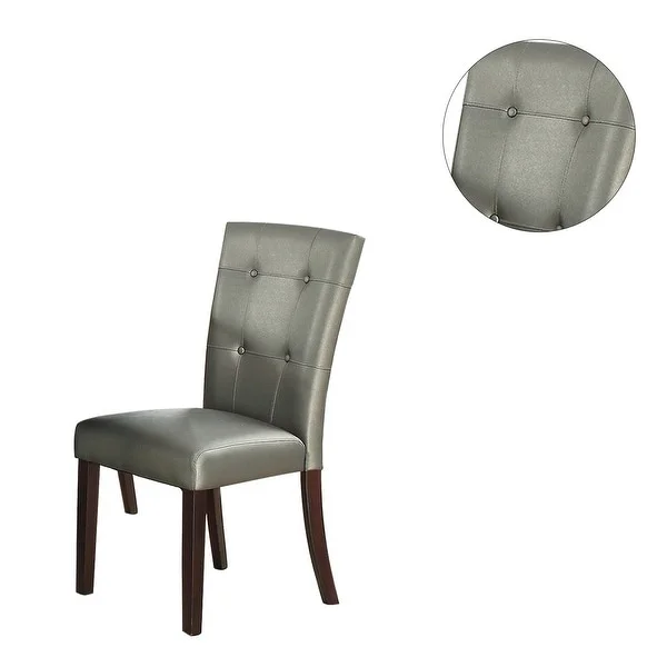 Leather Upholstered Dining Chair Set of 2)Wood Frame with Button Tufted Upholstery for Restaurant Home Kitchen Living Room